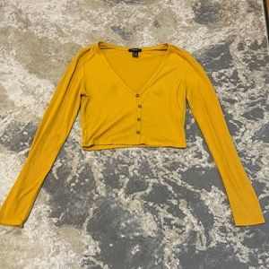 Yellow long sleeve crop top